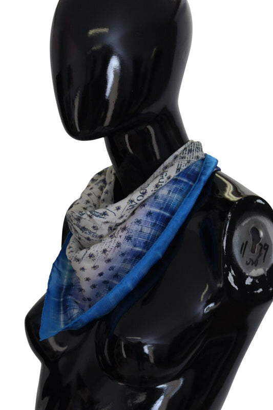 Elegant Blue Silk Men's Bandana Head Wrap