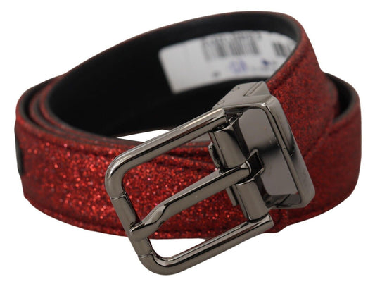 Elegant Red Leather Classic Belt