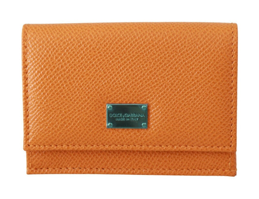 Chic Orange Leather Trifold Wallet
