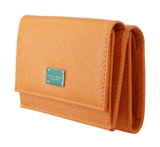 Chic Orange Leather Trifold Wallet