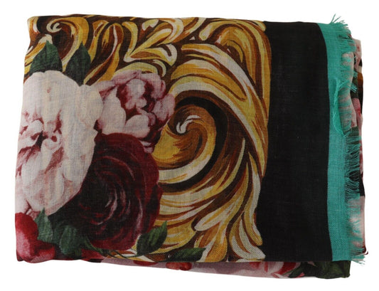 Elegant Floral Print Modal-Cashmere Scarf
