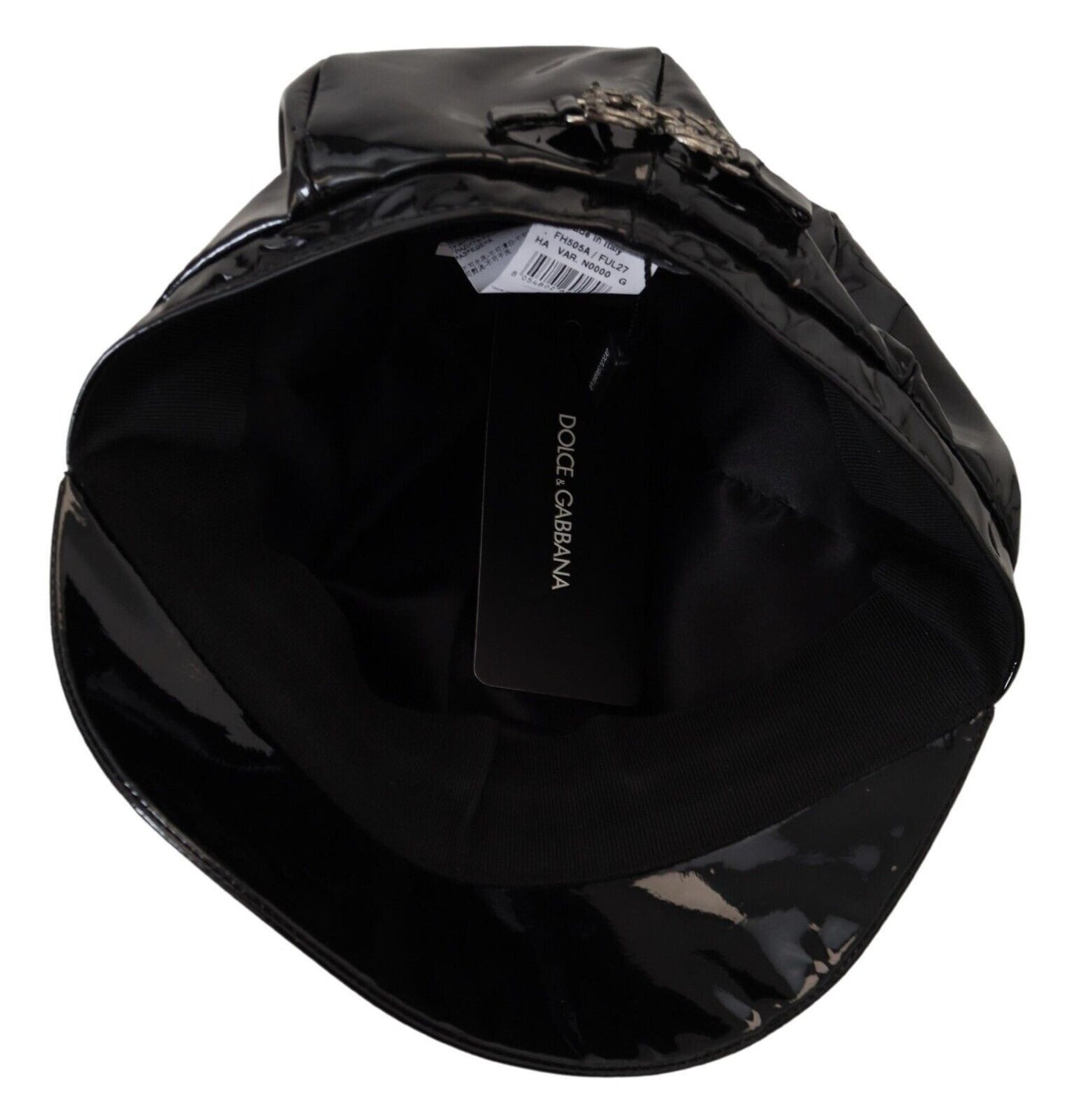 Elegant Black Leather Cabbie Hat