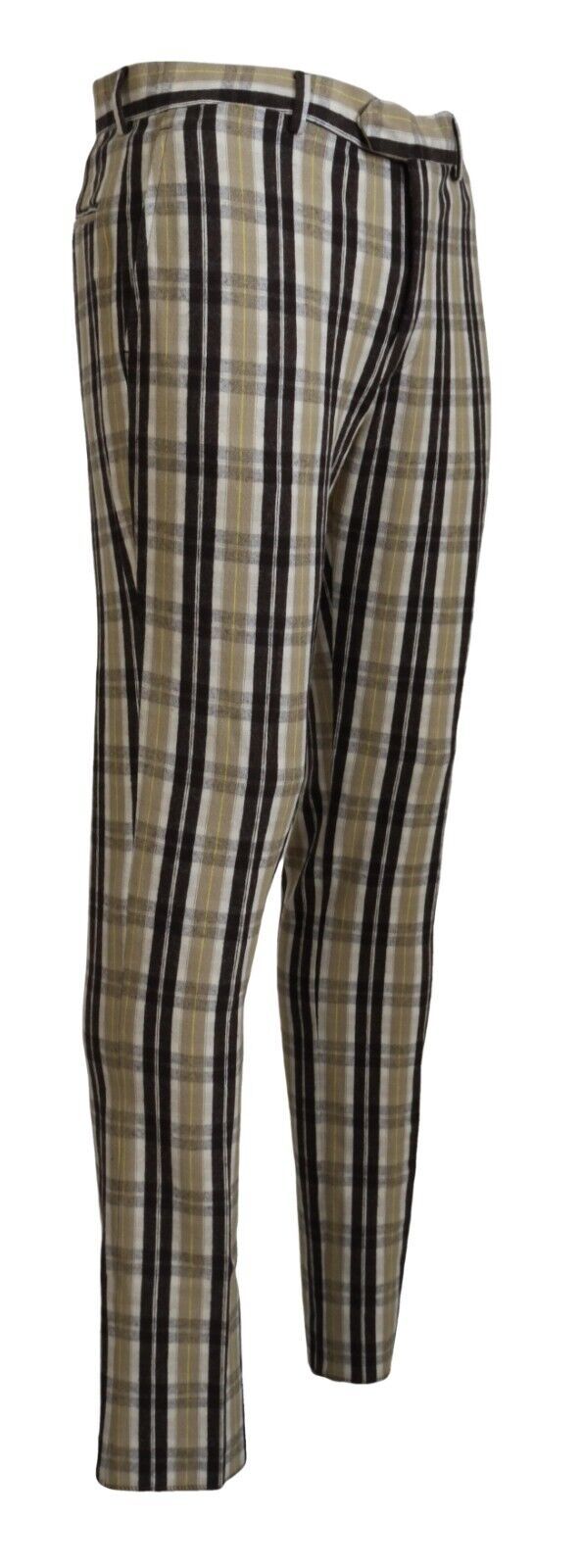 Chic Multicolor Checkered Cotton Pants
