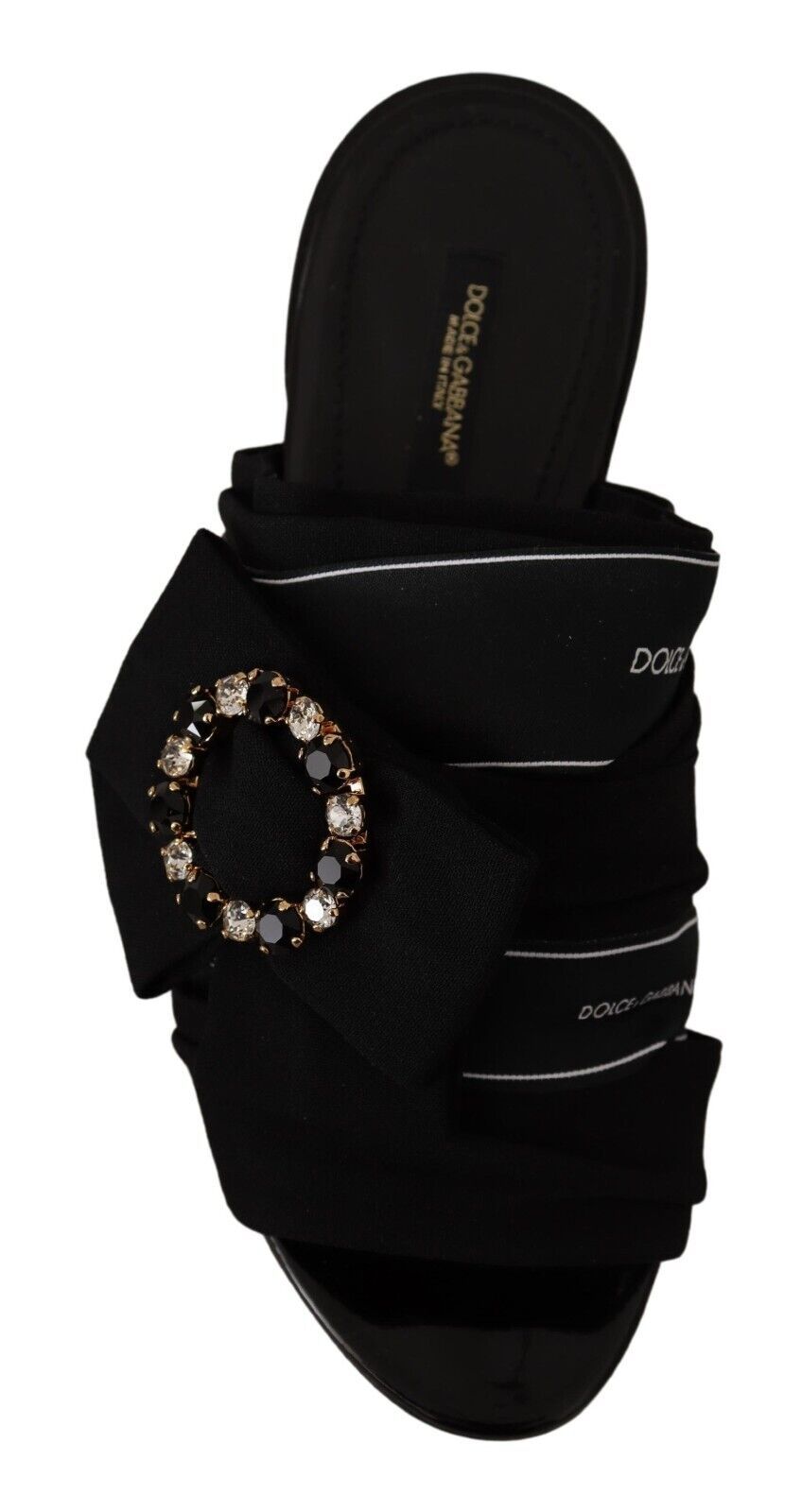 Elegant Black Crystal-Embellished Slides