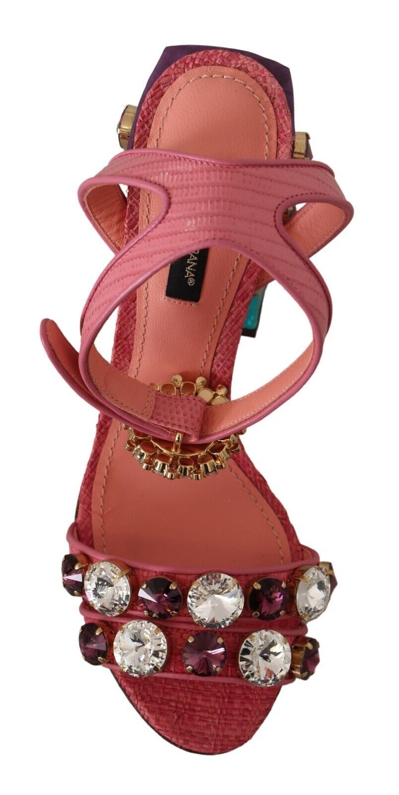 Elegant Pink Crystal Ankle Strap Heels