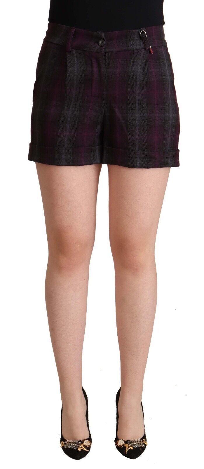 Multicolor Mid Waist Checkered Shorts