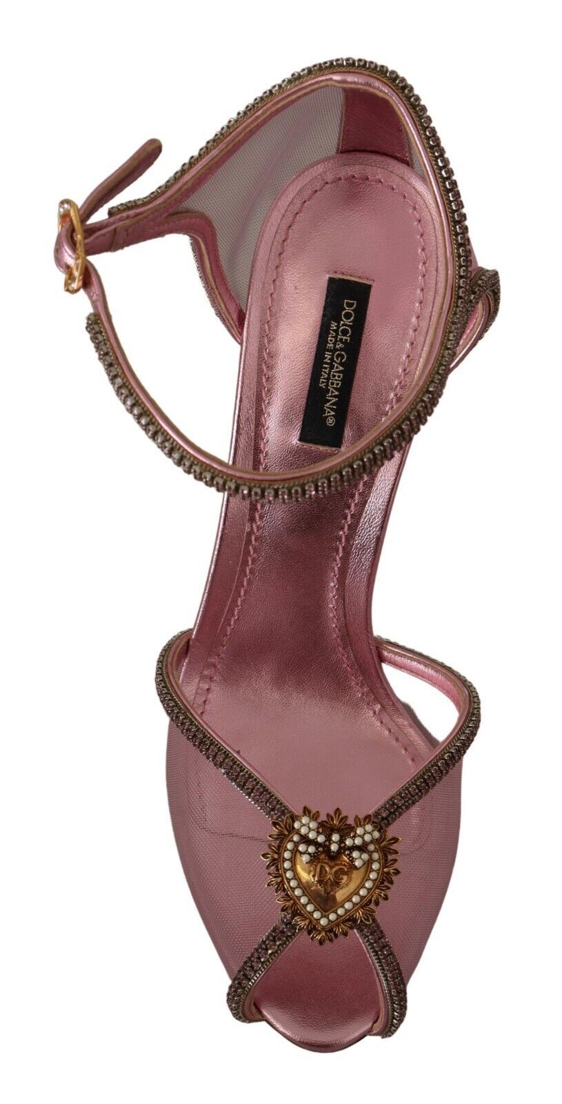 Elegant Pink Crystal Mesh Heels Sandals