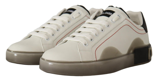 White and Gray Designer Leather Sneakers