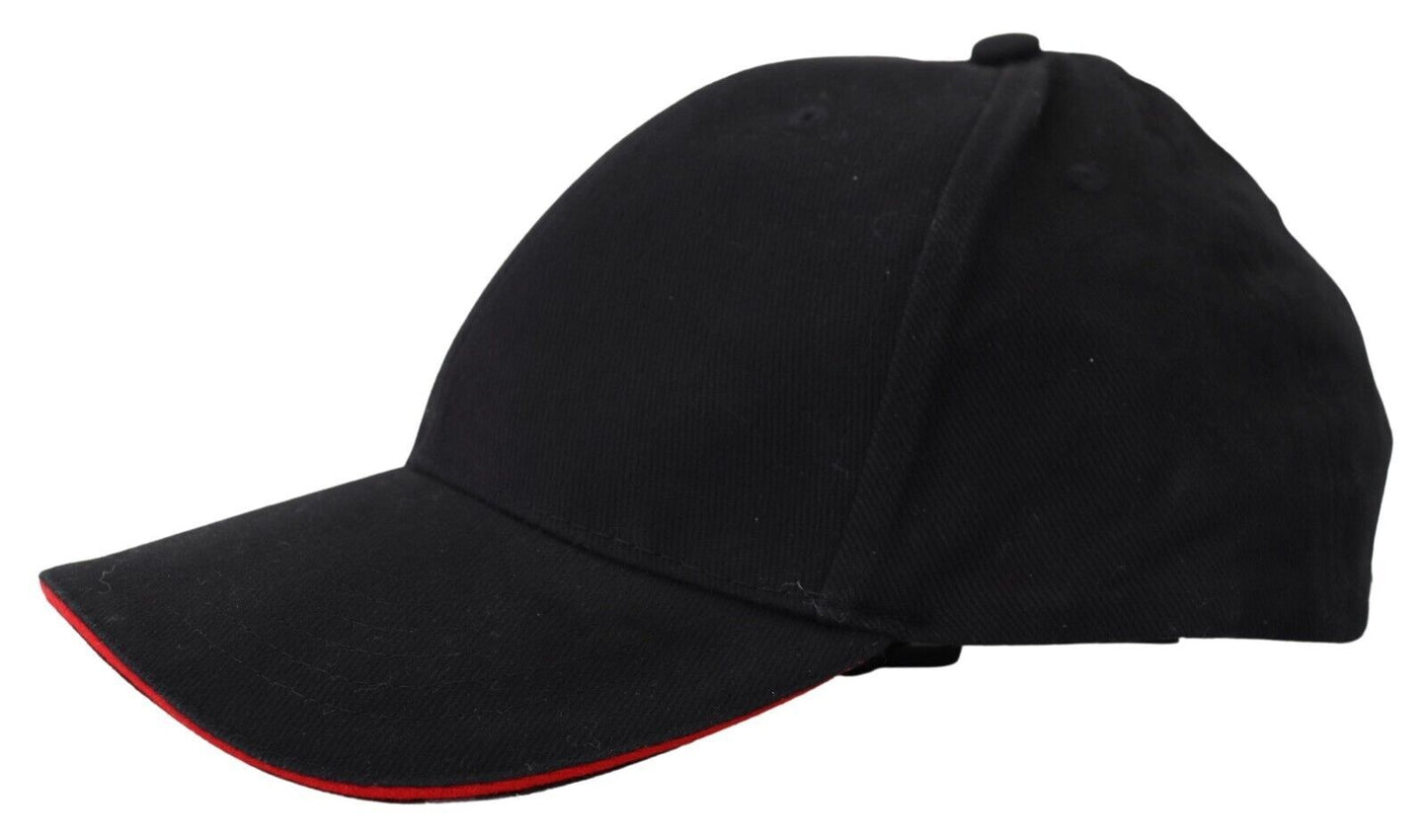 Sleek Black Cotton Baseball Hat