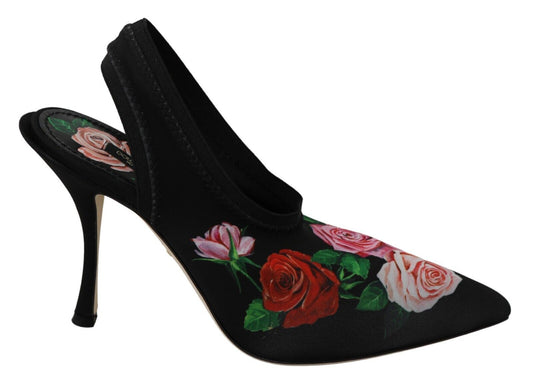 Elegant Floral Slingback Heels Sandals