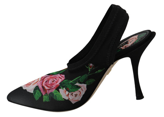Elegant Floral Slingback Heels Sandals