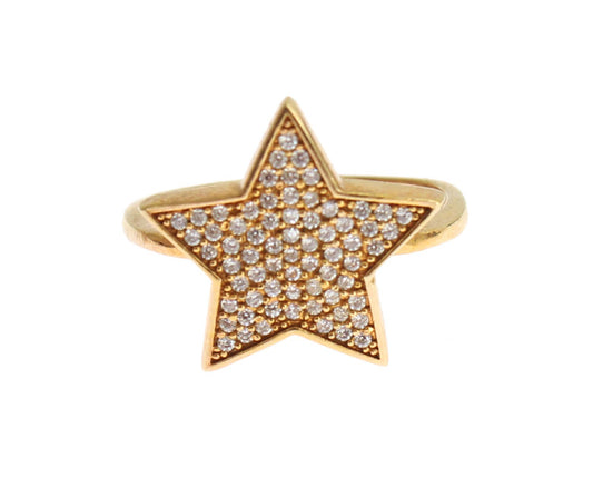 Elegant Gold-Plated Sterling Silver Ring with CZ Crystals