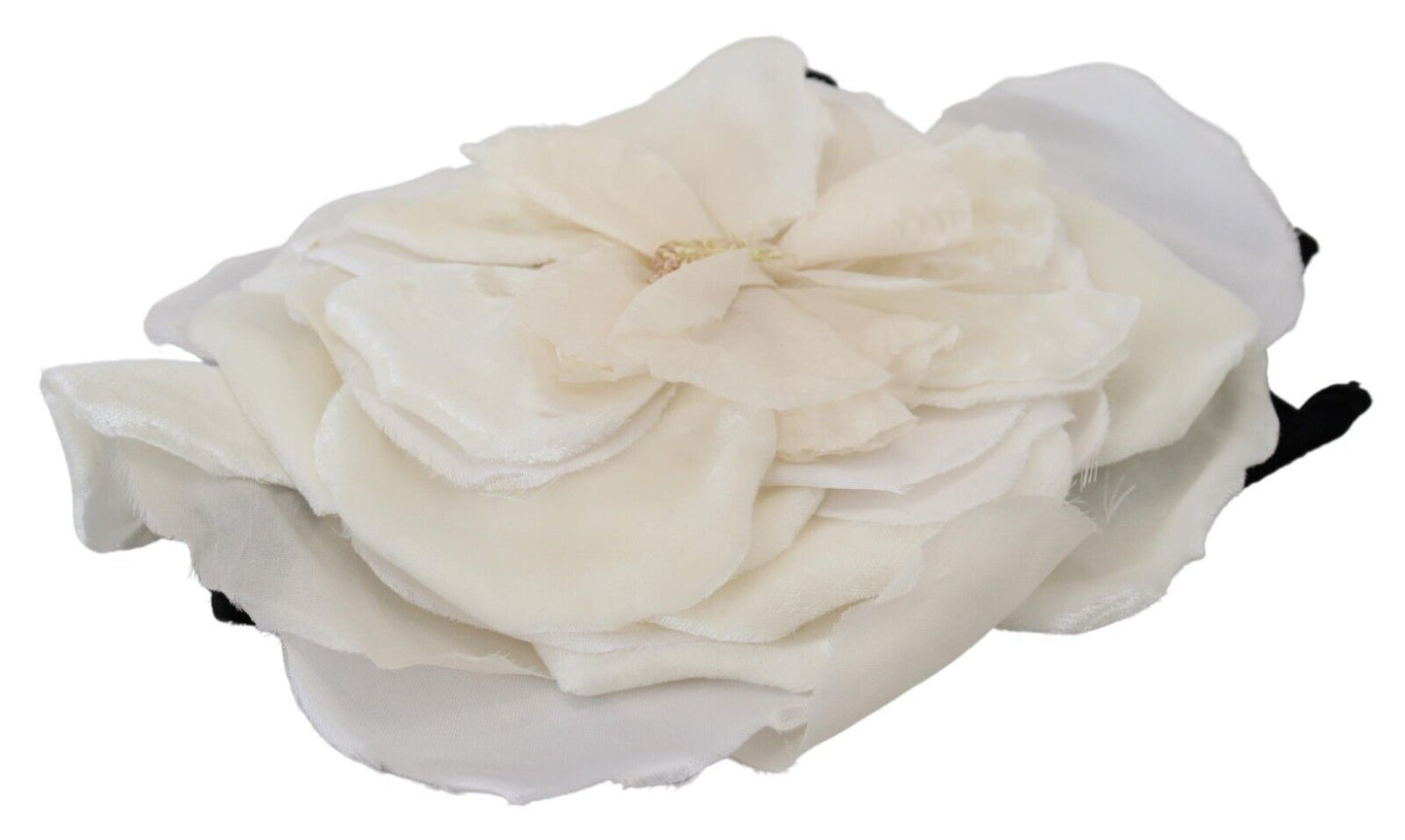 Elegant White Silk Floral Hat