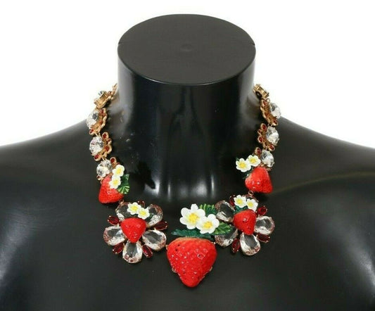Elegant Strawberry Charm Crystal Necklace