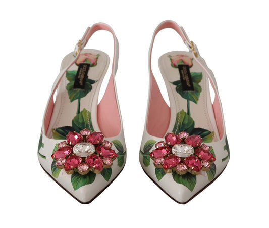 Ethereal Floral Embellished Slingback Heels