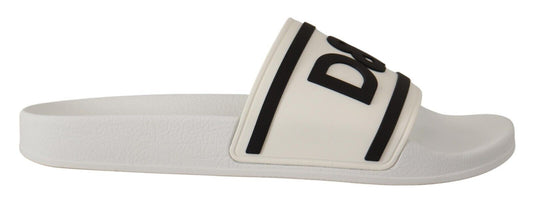 Chic White Leather Slides with Black Detailing