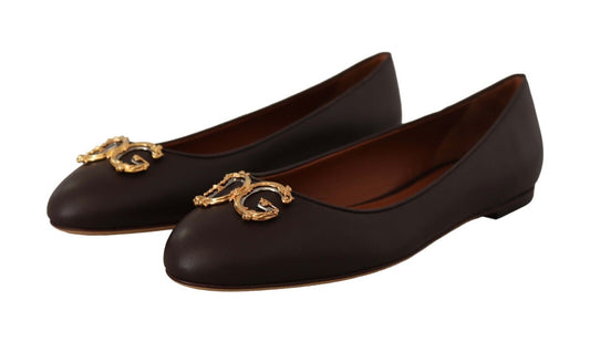 Elegant Leather Loafer Flats in Brown