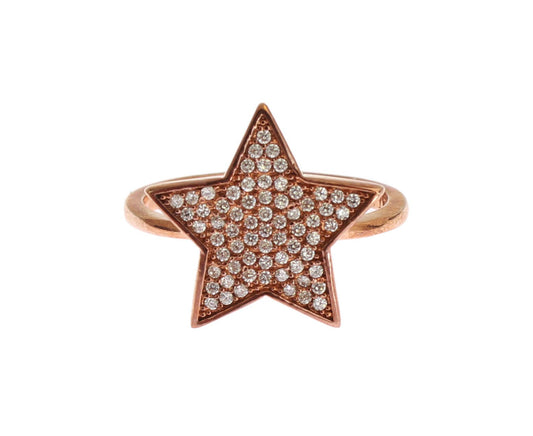 Dazzling Pink Gold Plated Sterling Silver CZ Ring