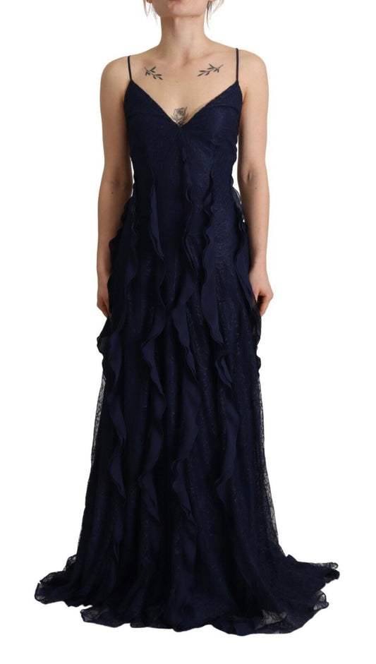 Elegant Navy Blue Sweetheart Ruffled Dress