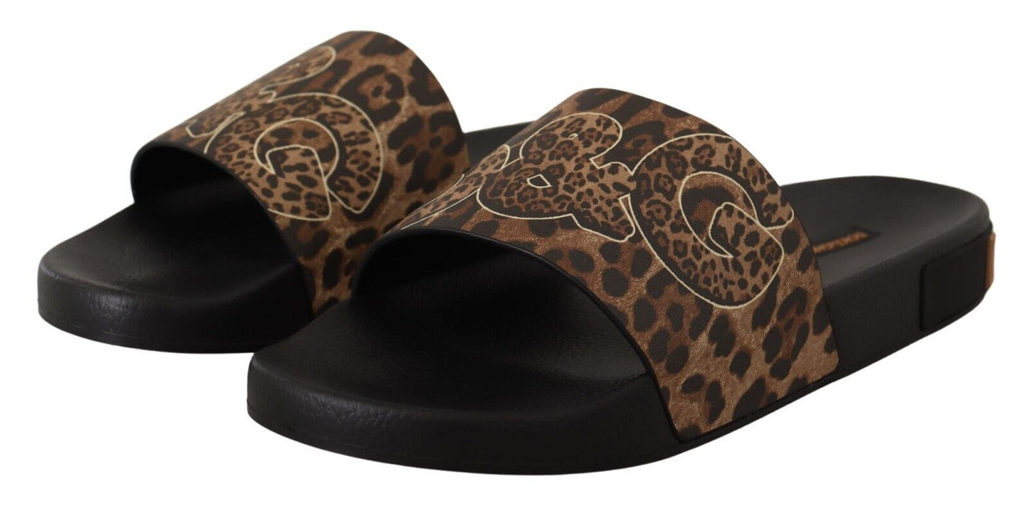 Elegant Leopard Print Flat Sandals