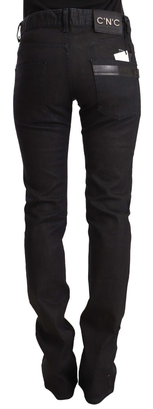 Sleek Mid-Waist Slim-Fit Black Jeans