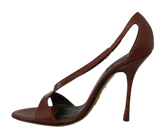 Elegant Brown Lizard Leather Sandals