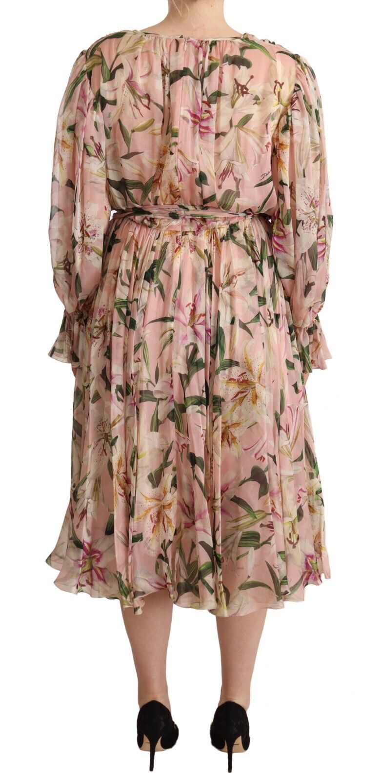 Elegant Floral Silk Midi Dress