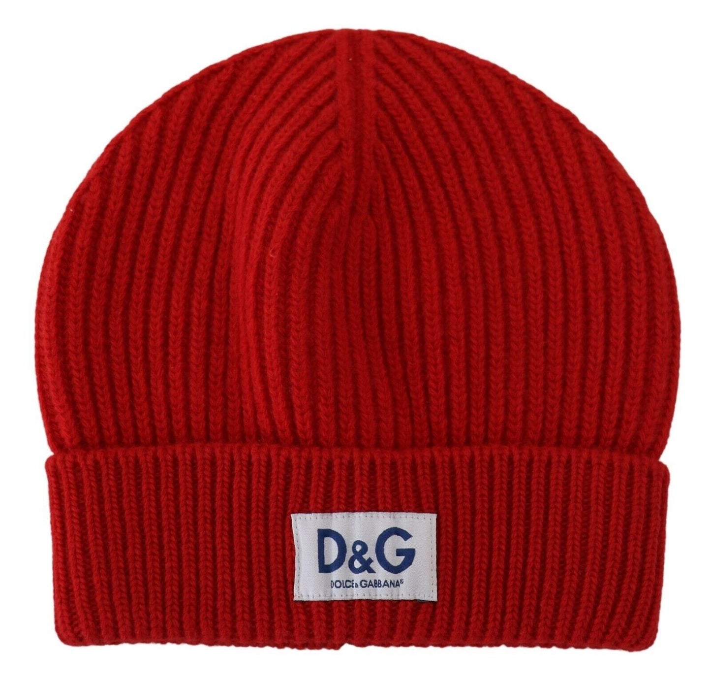 Elegant Red Virgin Wool Beanie Hat