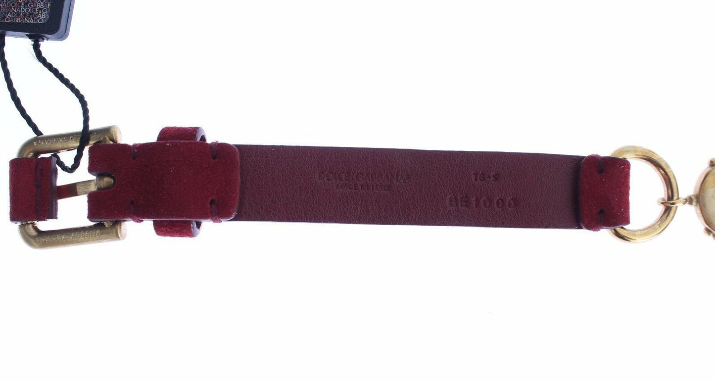 Red Suede Crystal Baroque Waist Belt