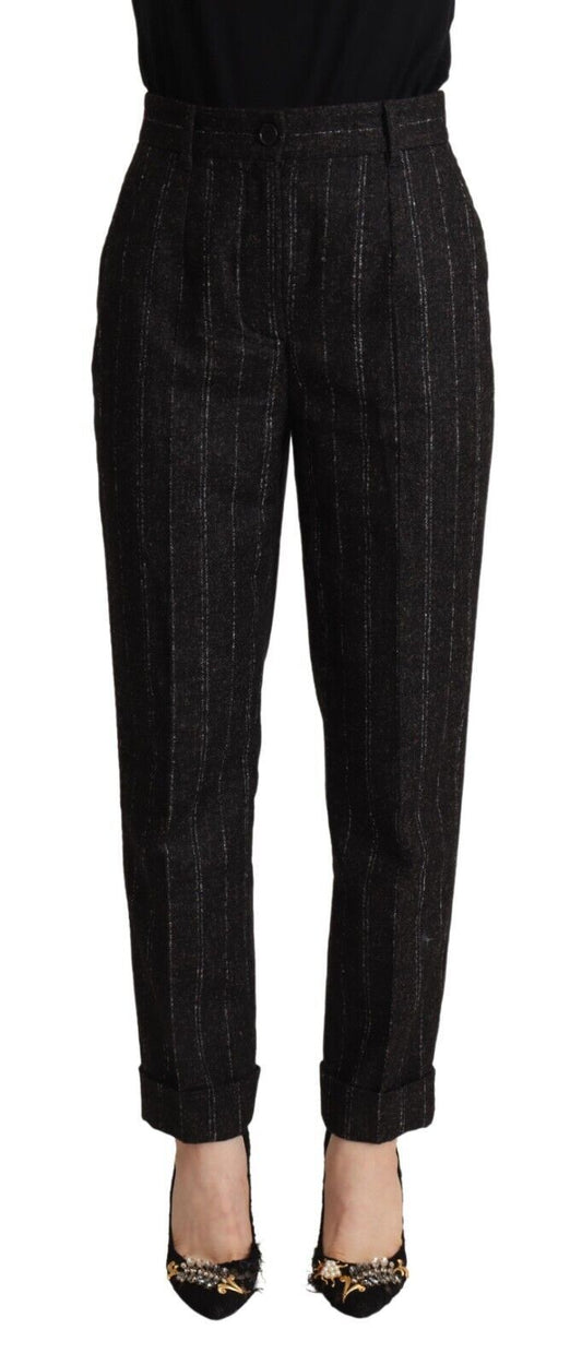 Elegant High-Waisted Striped Tapered Pants