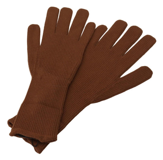 Brown Cashmere Knitted Hands Mitten Mens Gloves