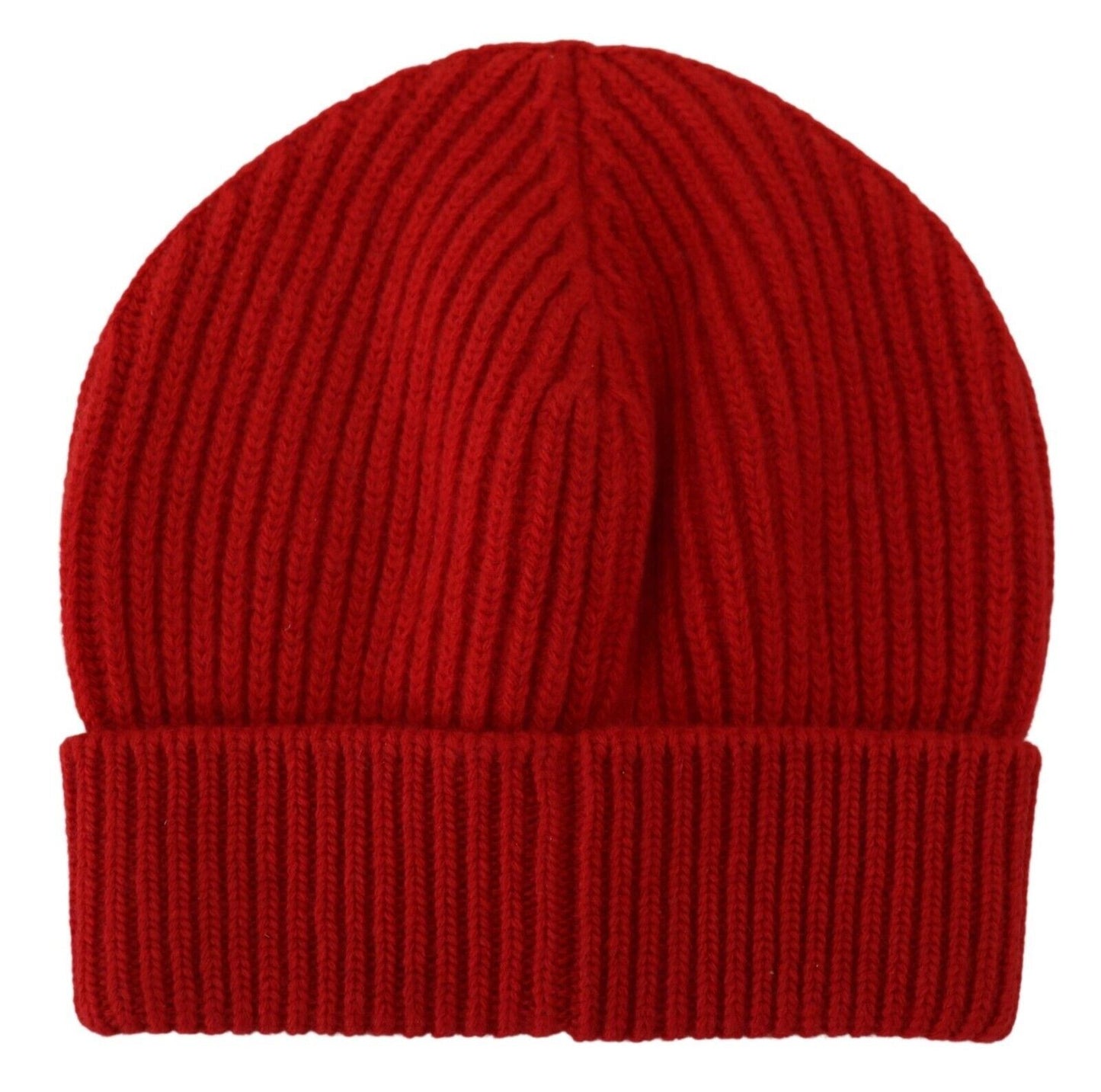 Elegant Red Virgin Wool Beanie Hat