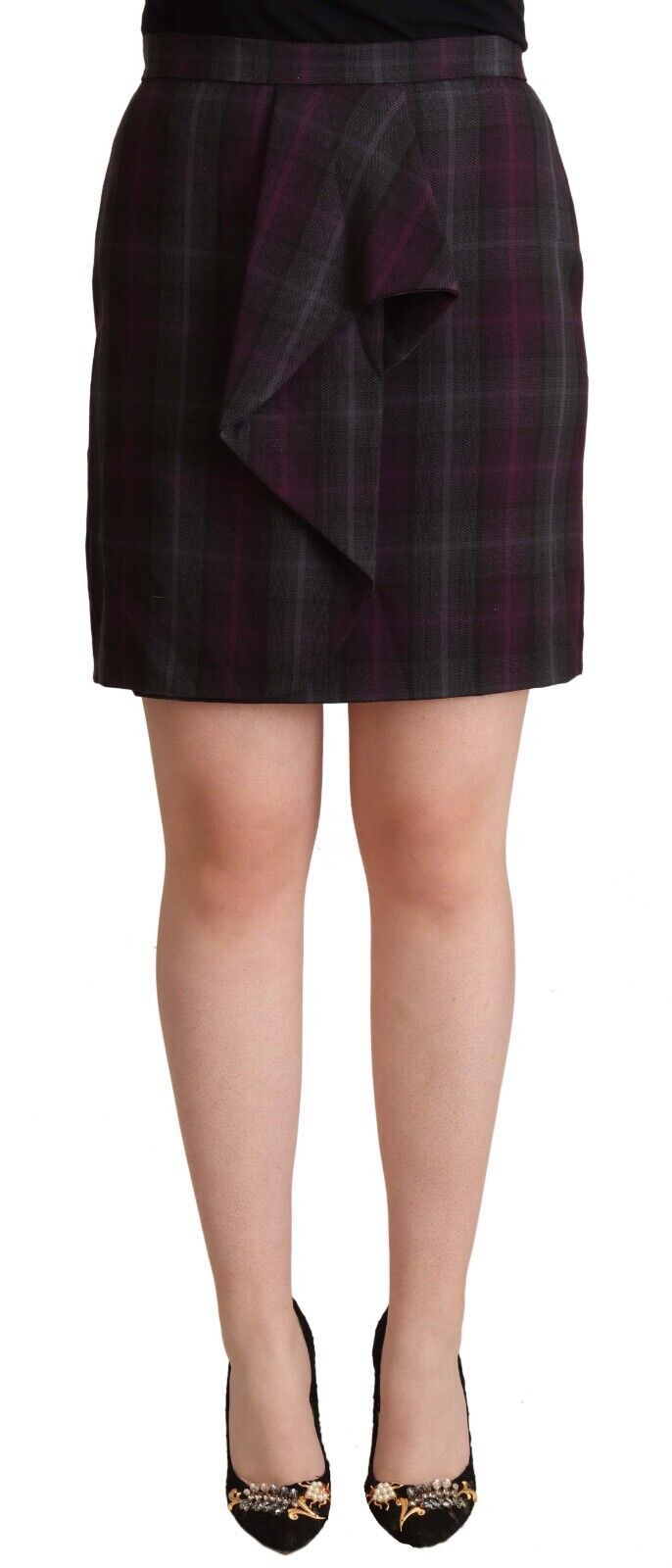 Elegant High Waisted Checkered Skirt
