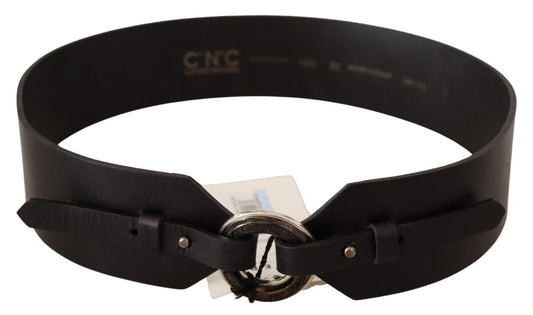Chic Leather Fashion Belt with Silver-Tone Buckle