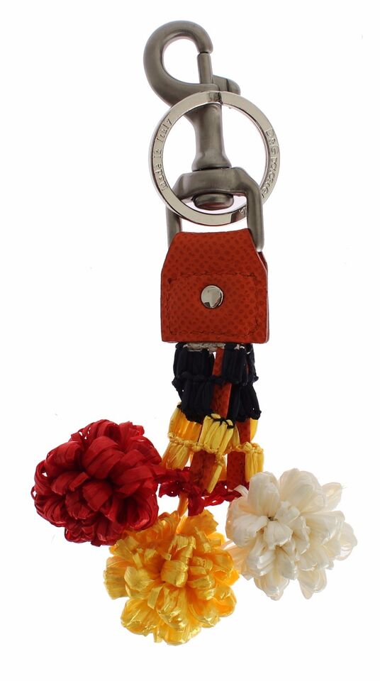Chic Multicolor Raffia & Leather Keychain