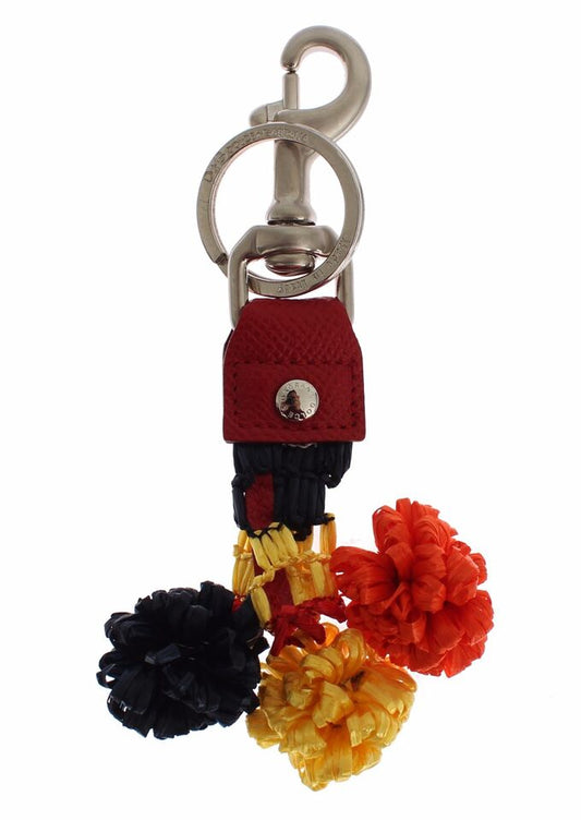 Multicolor Sicily Raffia Leather Keychain