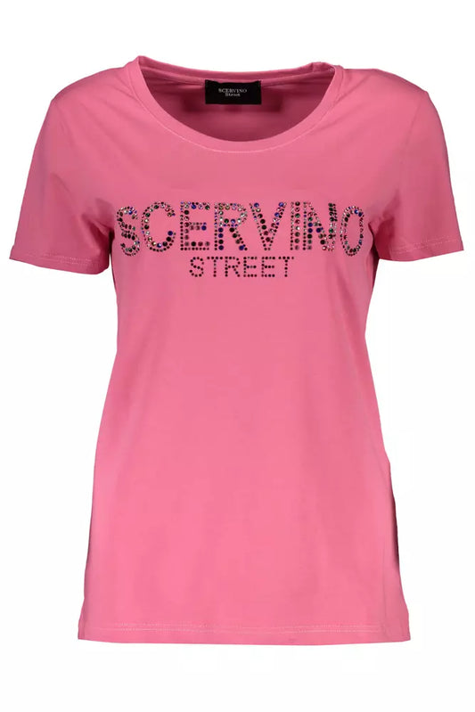 Glittered Logo Pink Tee with Stretch Comfort
