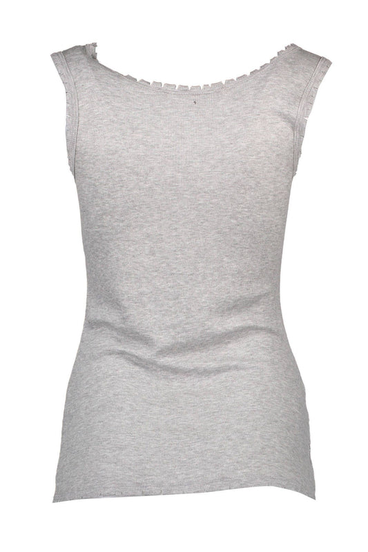 Chic Gray Wide Shoulder Tank with Logo