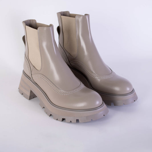 Elegant Taupe Brushed Leather Chelsea Boots