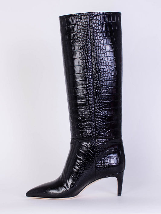 Charcoal High Stiletto Knee-High Boots