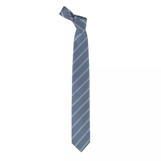 Elegant Regimental Silk Tie in Gray