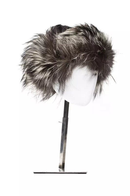Elegant Gray Fox Fur Logo Hat