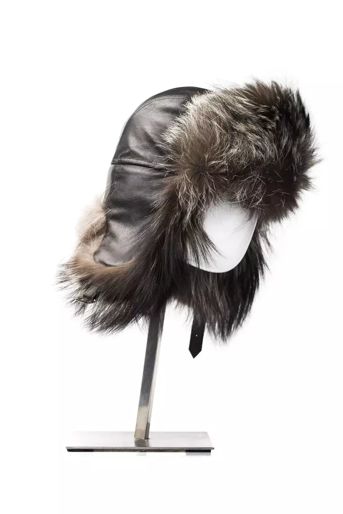 Elegant Gray Fox Fur Logo Hat