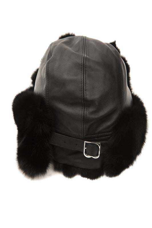 Elegant Sable Fur and Leather Hat