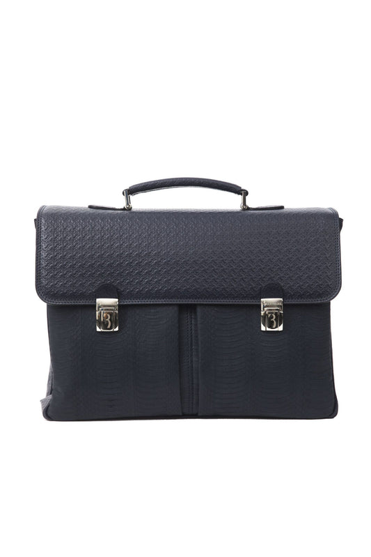Elegant Leather Briefcase with Python Detail