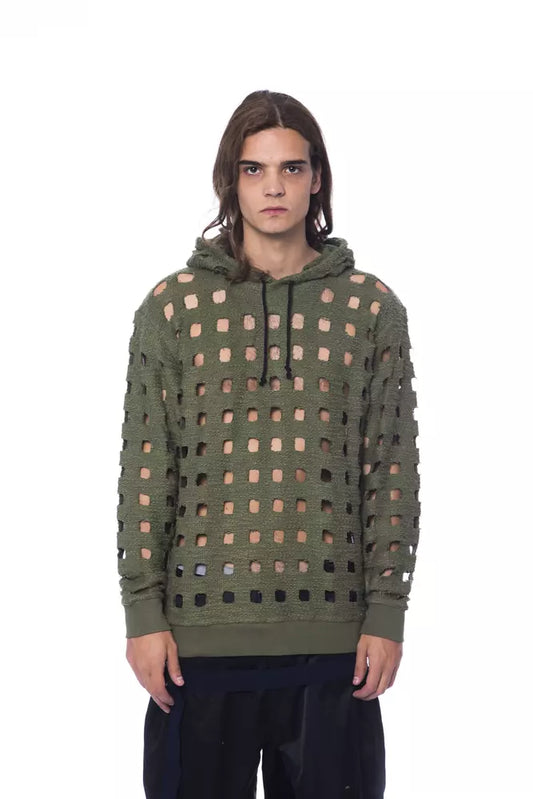 Army Perforated Cotton Hoodie - Casual Elegance
