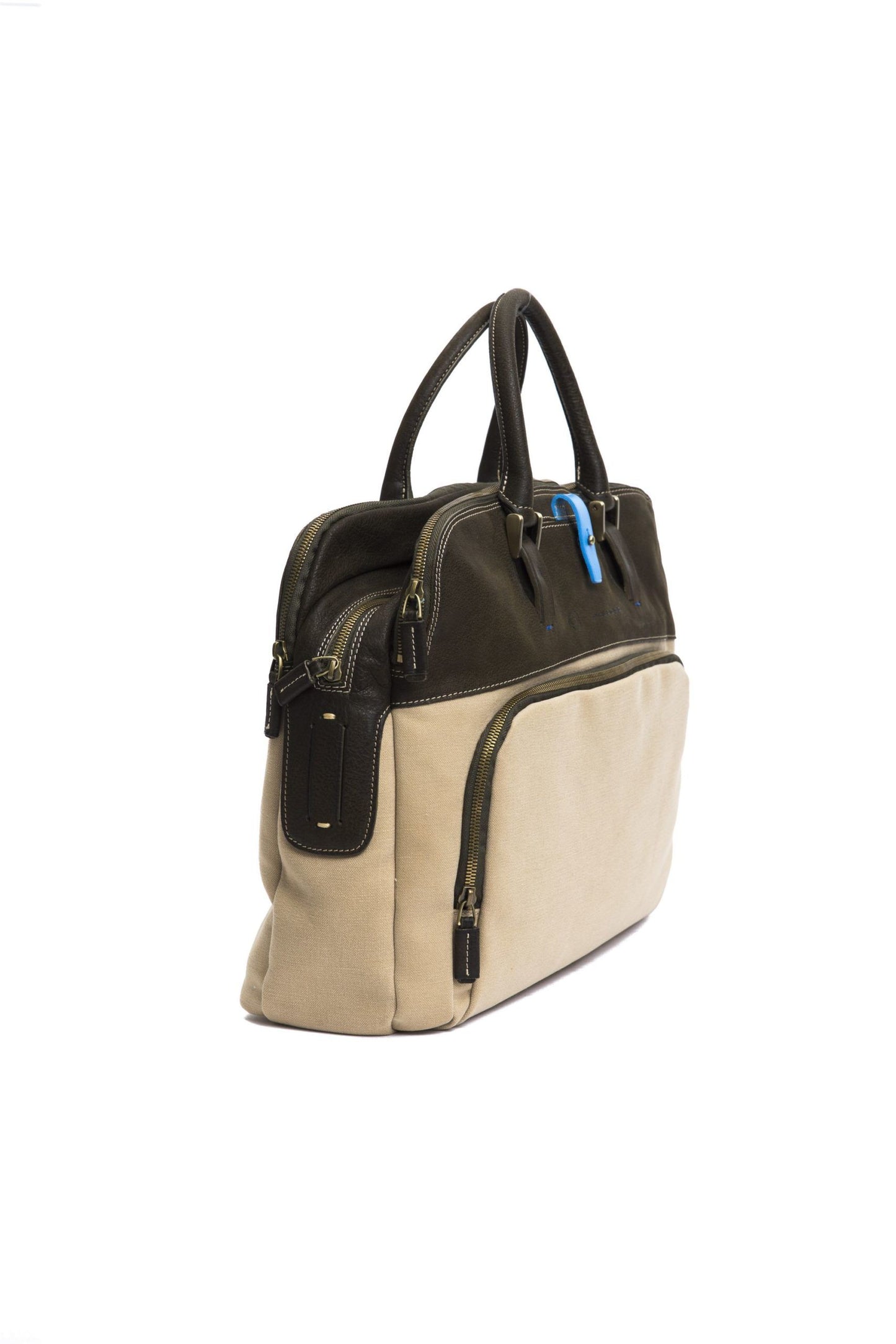 Elegant Beige Leather Laptop Handbag