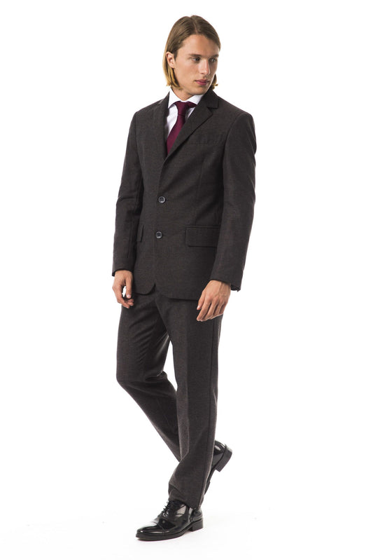 Elegant Brown Textured Men's Suit