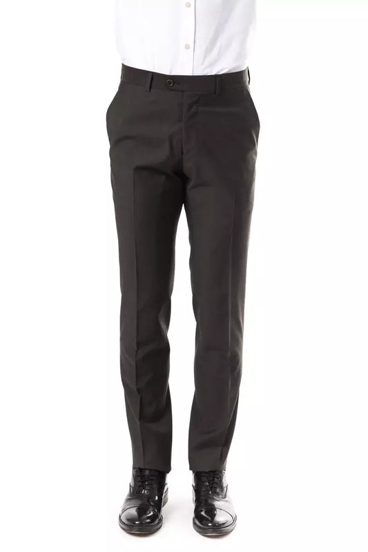 Elegant Gray Woolen Suit Pants - Drop 7