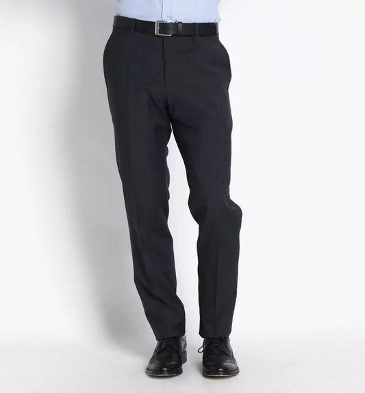 Elegant Gray Woolen Suit Pants - Drop 7 Cut